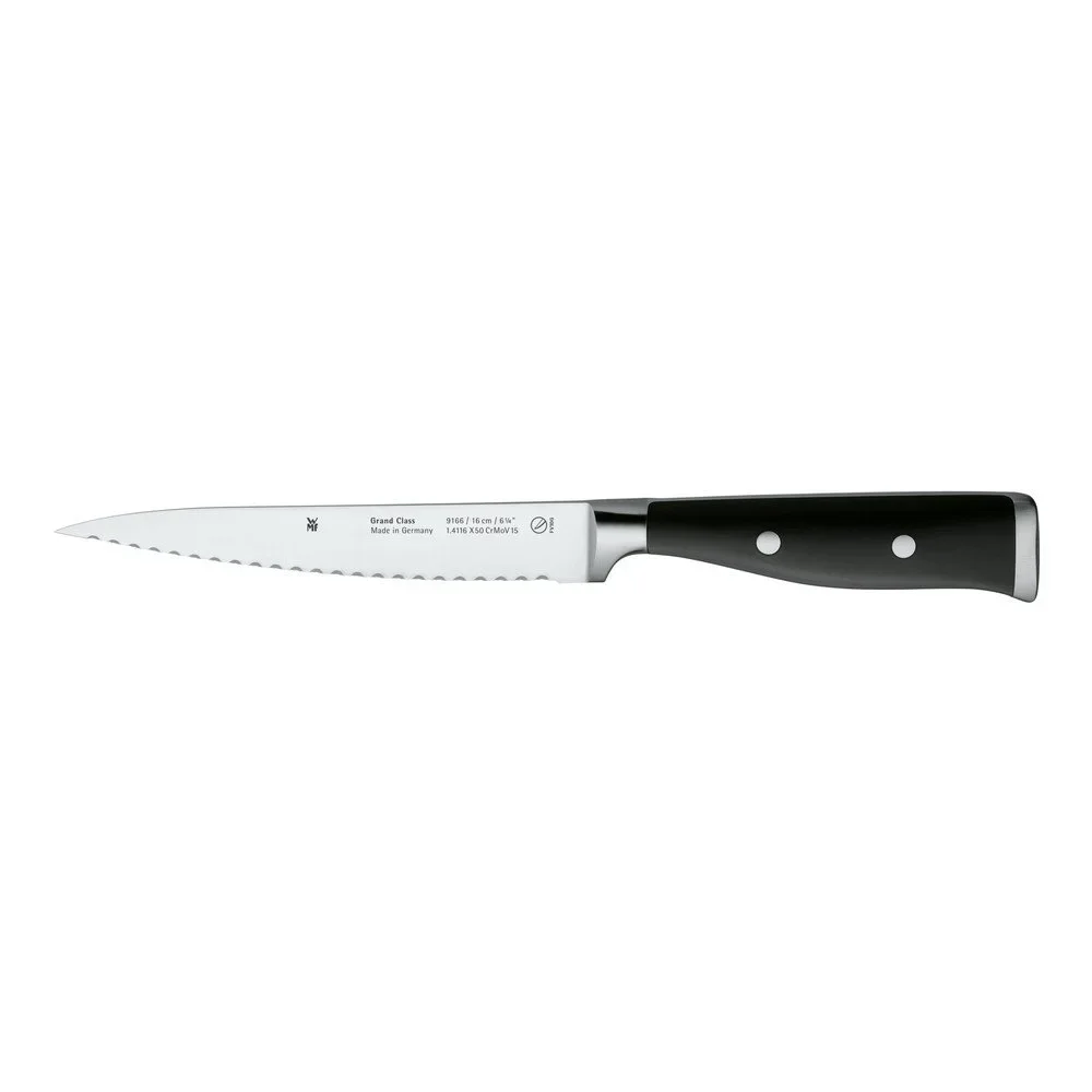 Vroubkovaný nůž ze speciálně kované nerezové oceli WMF Grand Class, délka 16 cm v:1257044