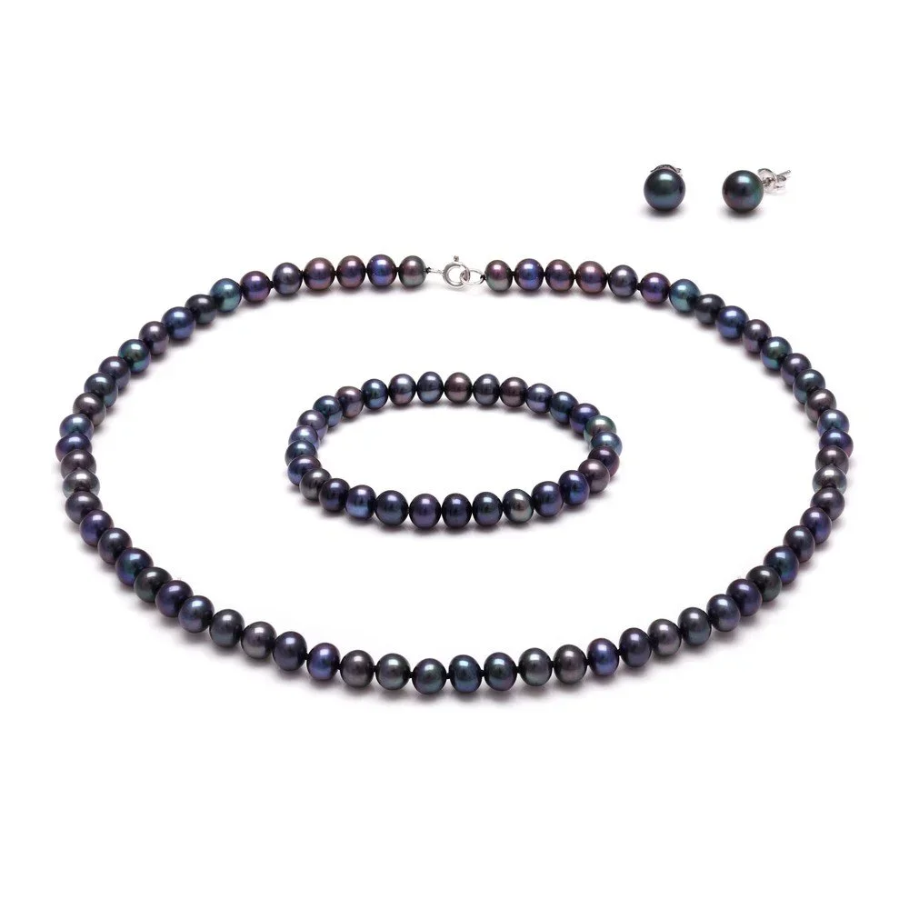 Set černých perlových šperků GemSeller Cava v:713624