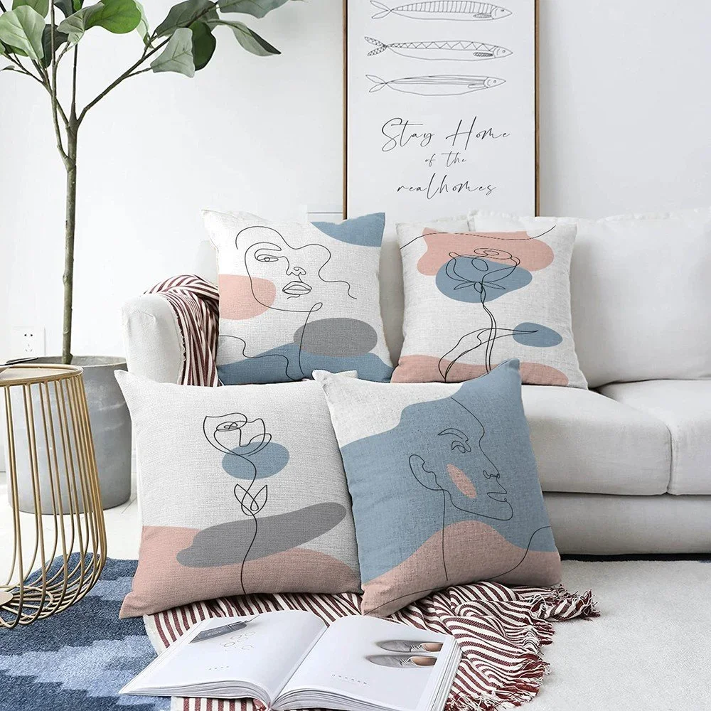 Sada 4 povlaků na polštáře Minimalist Cushion Covers Portrait, 55 x 55 cm v:1377823
