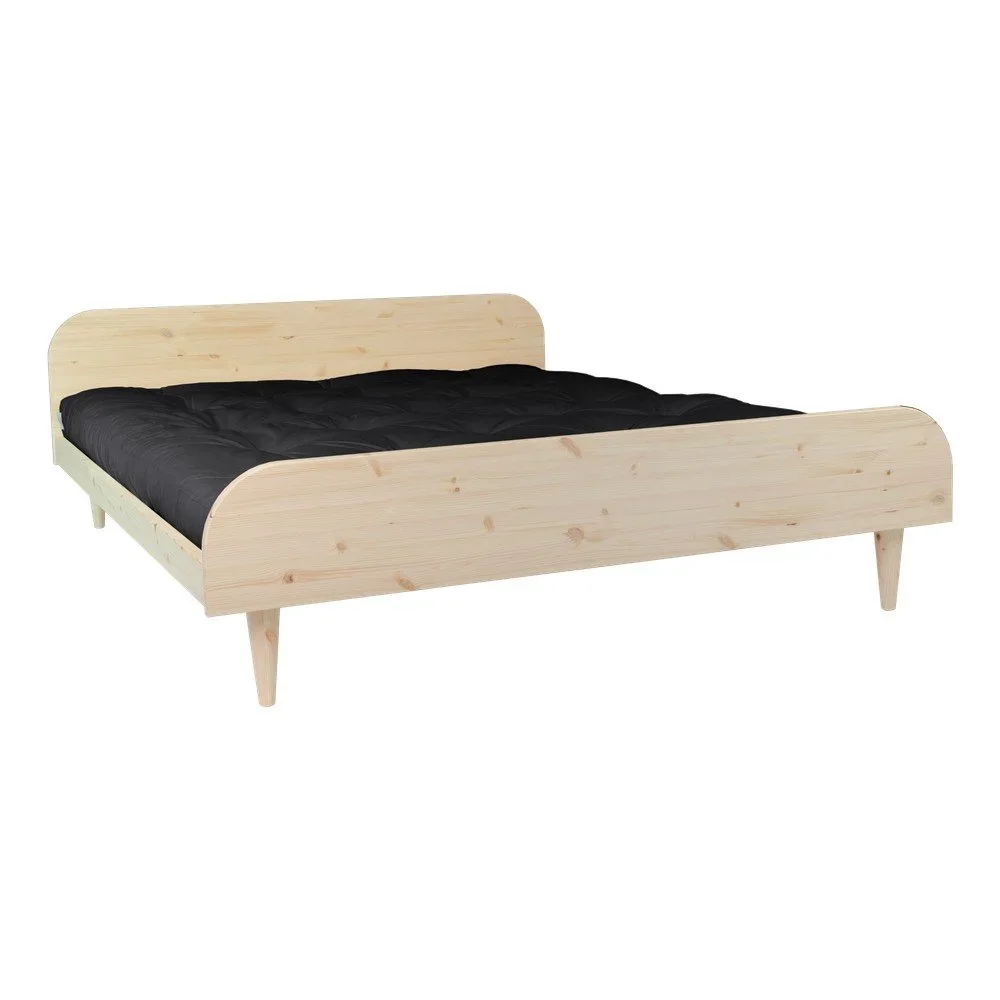 Dvoulůžková postel z borovicového dřeva s matrací Karup Design Twist Double Latex Natural Clear/Black, 160 x 200 cm v:1309098