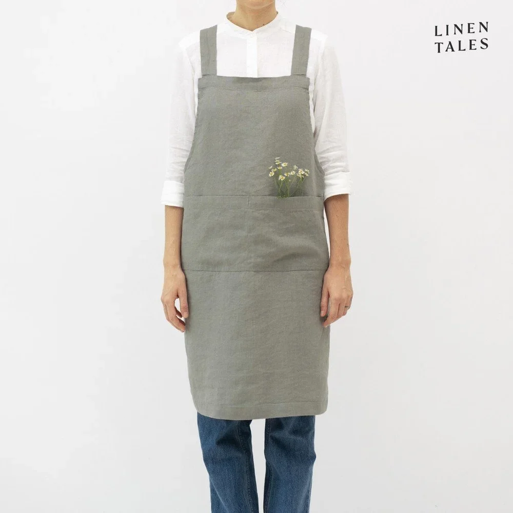 Lněná zástěra Khaki – Linen Tales v:1632028