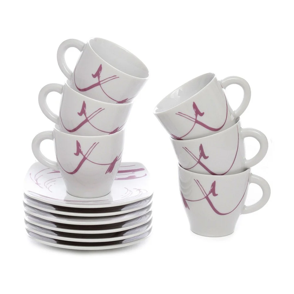 Sada 6 porcelánových hrnků na kávu s podšálky Kasanova Leila Lilac v:1203118