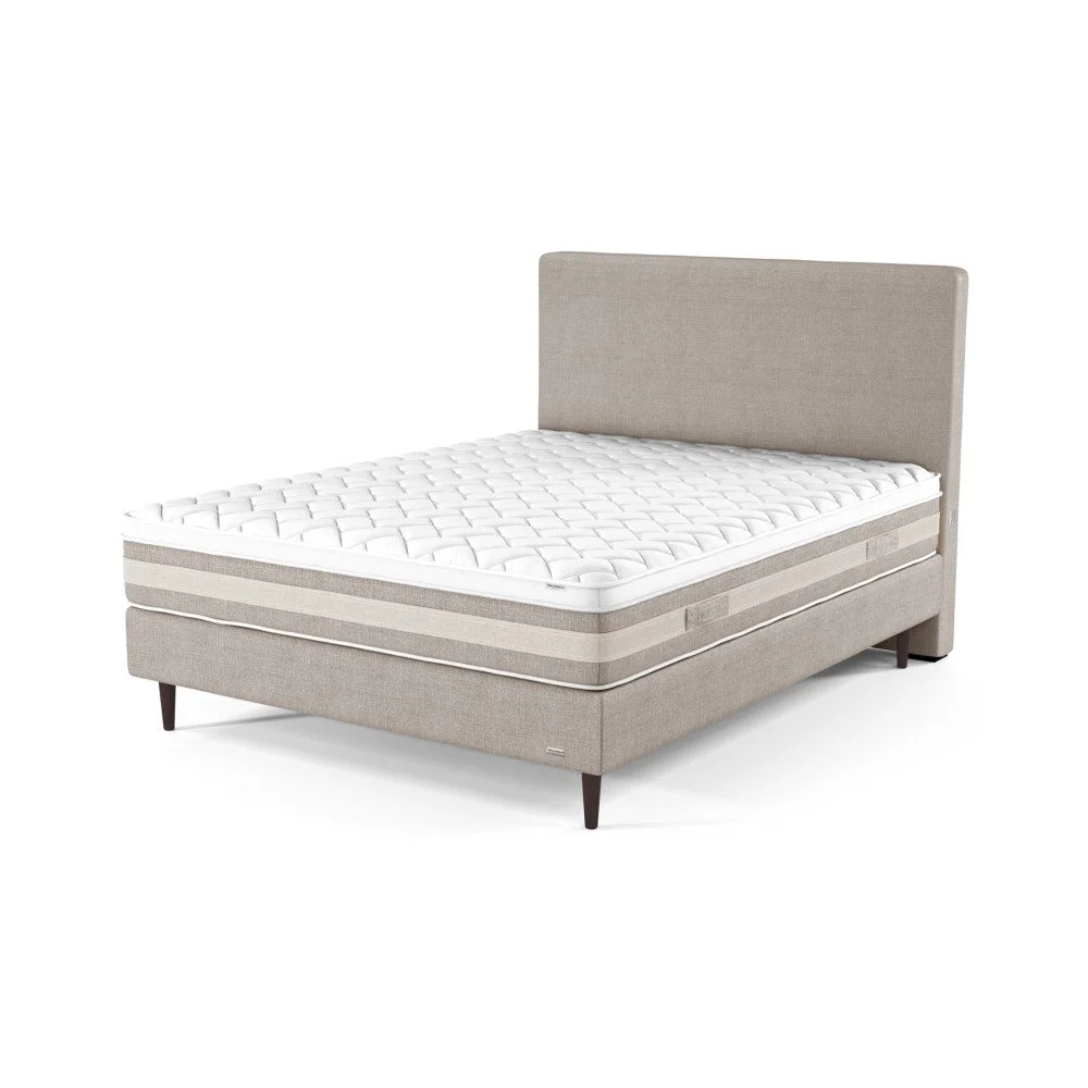 Béžová boxspring postel s čelem a matrací z paměťové pěny Ted Lapidus Maison AMBRE, 160 x 200 cm v:1074442