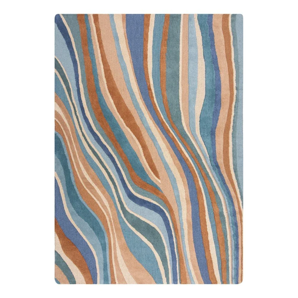 Modrý ručně tkaný vlněný koberec 120x170 cm Abstract Flow – Flair Rugs v:1726404