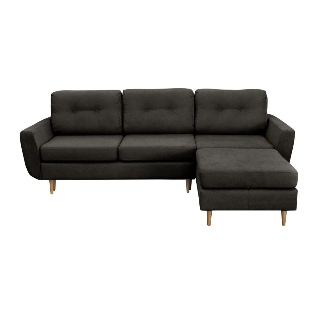 Tmavě šedá rozkládací pohovka se světlými nohami Mazzini Sofas Tulipe, pravý roh v:960176