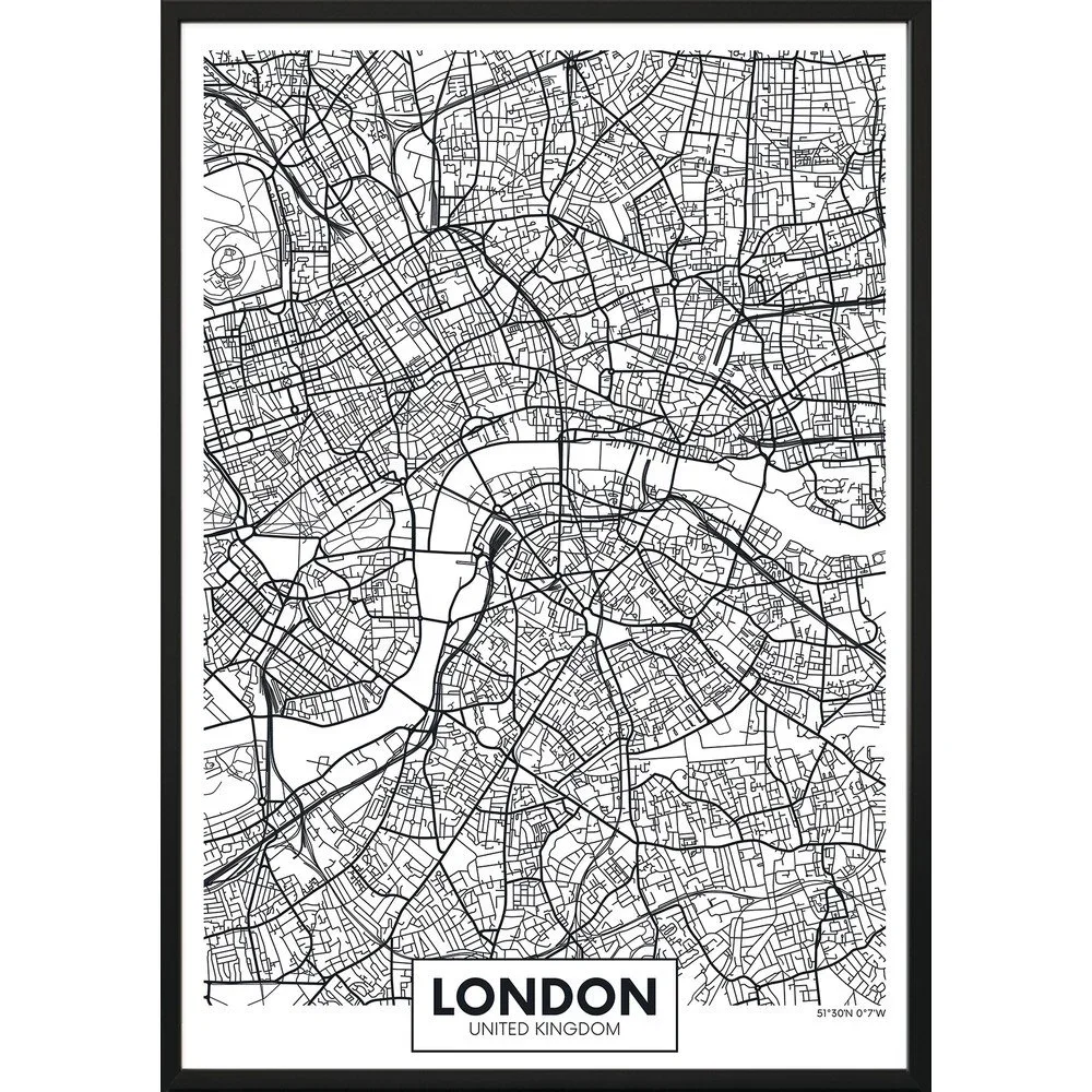Nástěnný plakát v rámu MAP/LONDON, 50 x 70 cm v:1343101