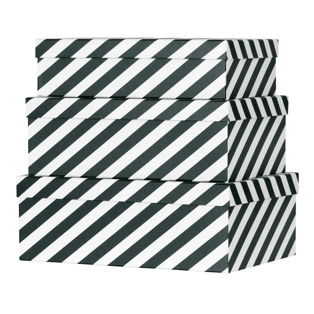 Sada 3 papírových úložných boxů Miss Étoile Black Stripes v:764432