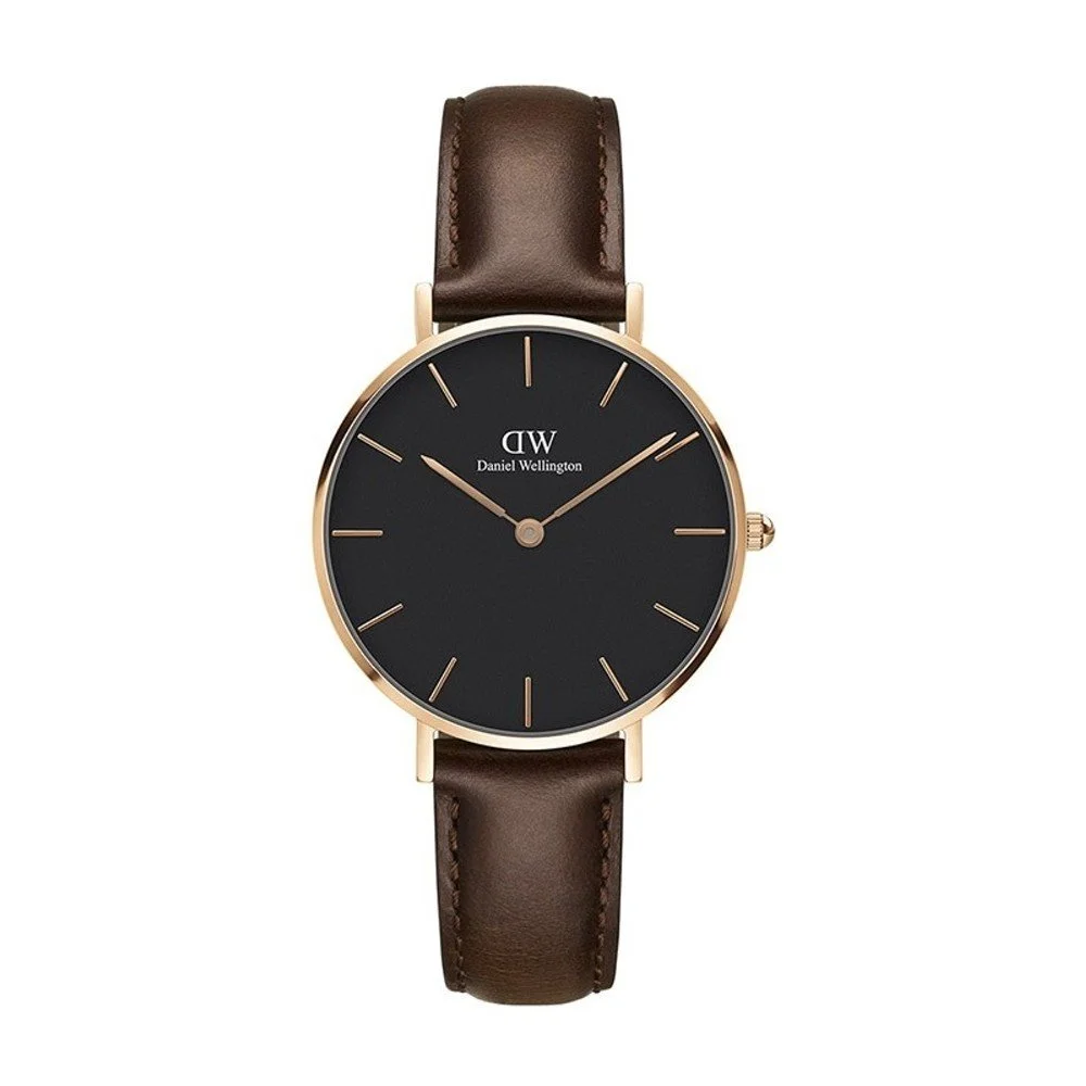 Dámské hodinky s hnědým páskem Daniel Wellington Bristol Dark Rose, ⌀ 32 mm v:902654