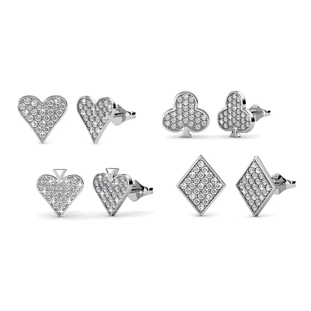 Set 4 párů náušnic v dárkovém balení s krystaly Swarovski Elements Crystals Card Game v:1197744