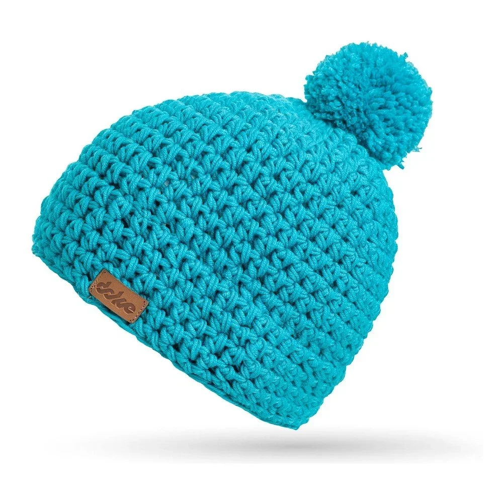 Tyrkysový ručně háčkovaný kulich z merino vlny DOKE v:1170206