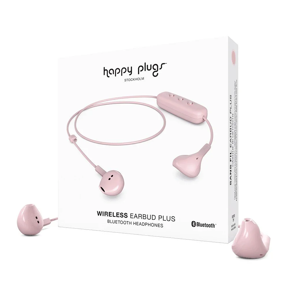 Růžová bezdrátová sluchátka Happy Plugs Earbud v:1198678
