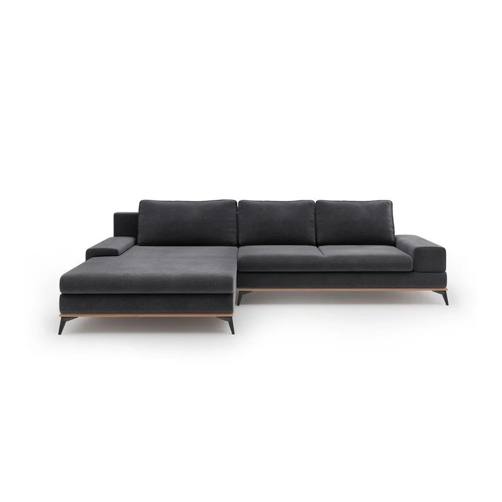 Tmavě šedá rozkládací rohová pohovka se sametovým potahem Windsor & Co Sofas Astre, levý roh v:1299246