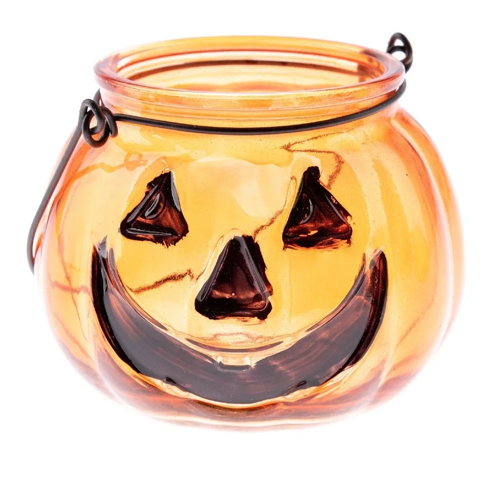 Oranžový skleněný svícen Dakls Pumpkin, výška 8 cm v:1311772
