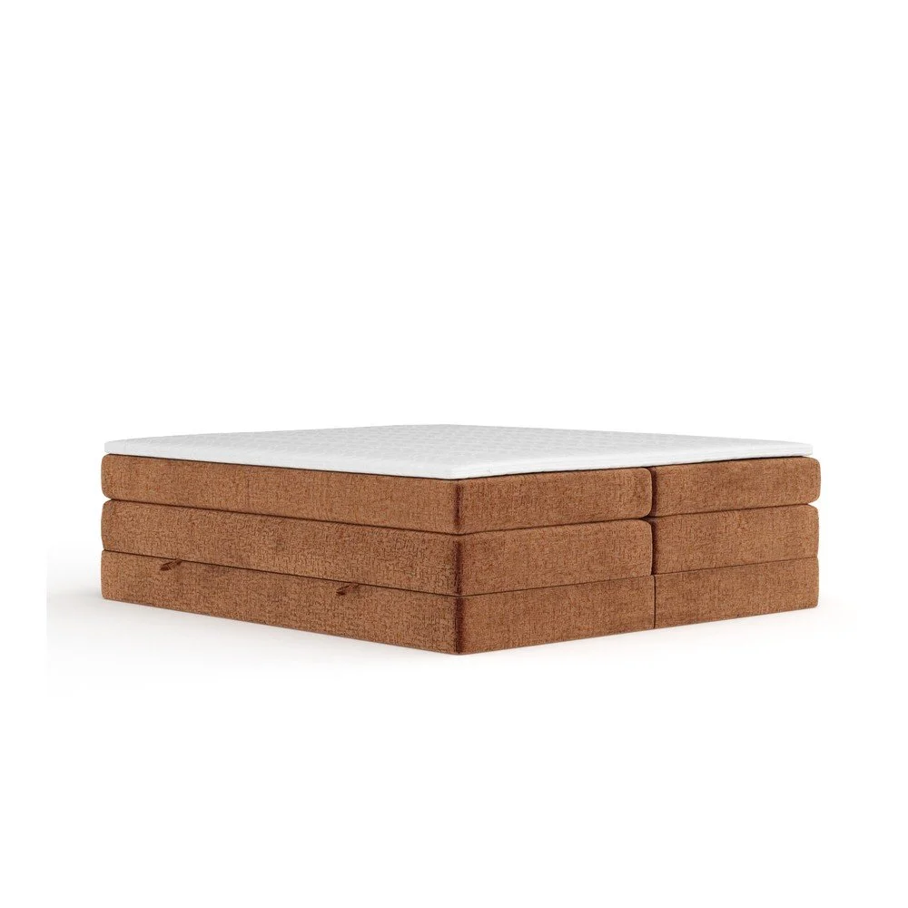 Oranžová boxspring postel s úložným prostorem/bez čela 140x200 cm Juniper – Maison de Rêve v:1820236