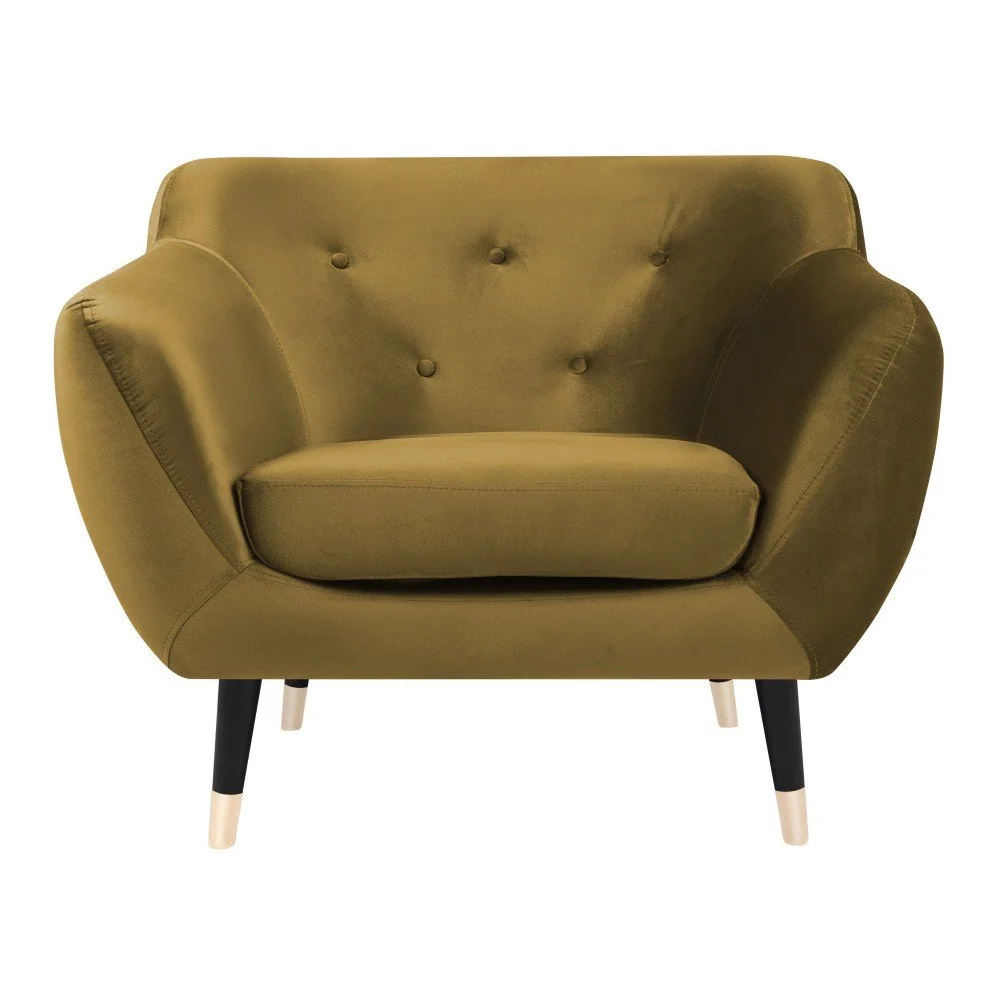 Hořčicově žluté křeslo s černými nohami Mazzini Sofas Amelie v:983894