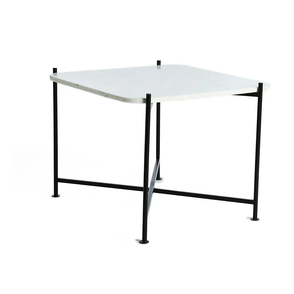 Bílý příruční stolek s deskou z mramoru Simla Top v:1192036