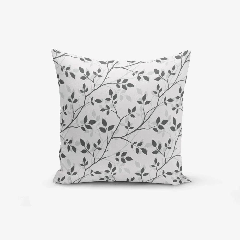 Povlak na polštář s příměsí bavlny Minimalist Cushion Covers Grey Background Leaf, 45 x 45 cm v:1166508