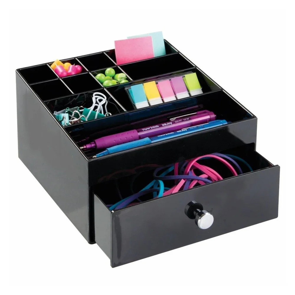 Černý organizér se zásuvkou InterDesign Desk v:1024260