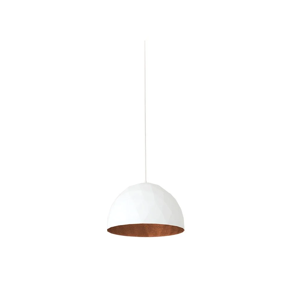 Bílé závěsné svítidlo s detailem v měděné barvě Custom Form Leonard, ø 35 cm v:1251756