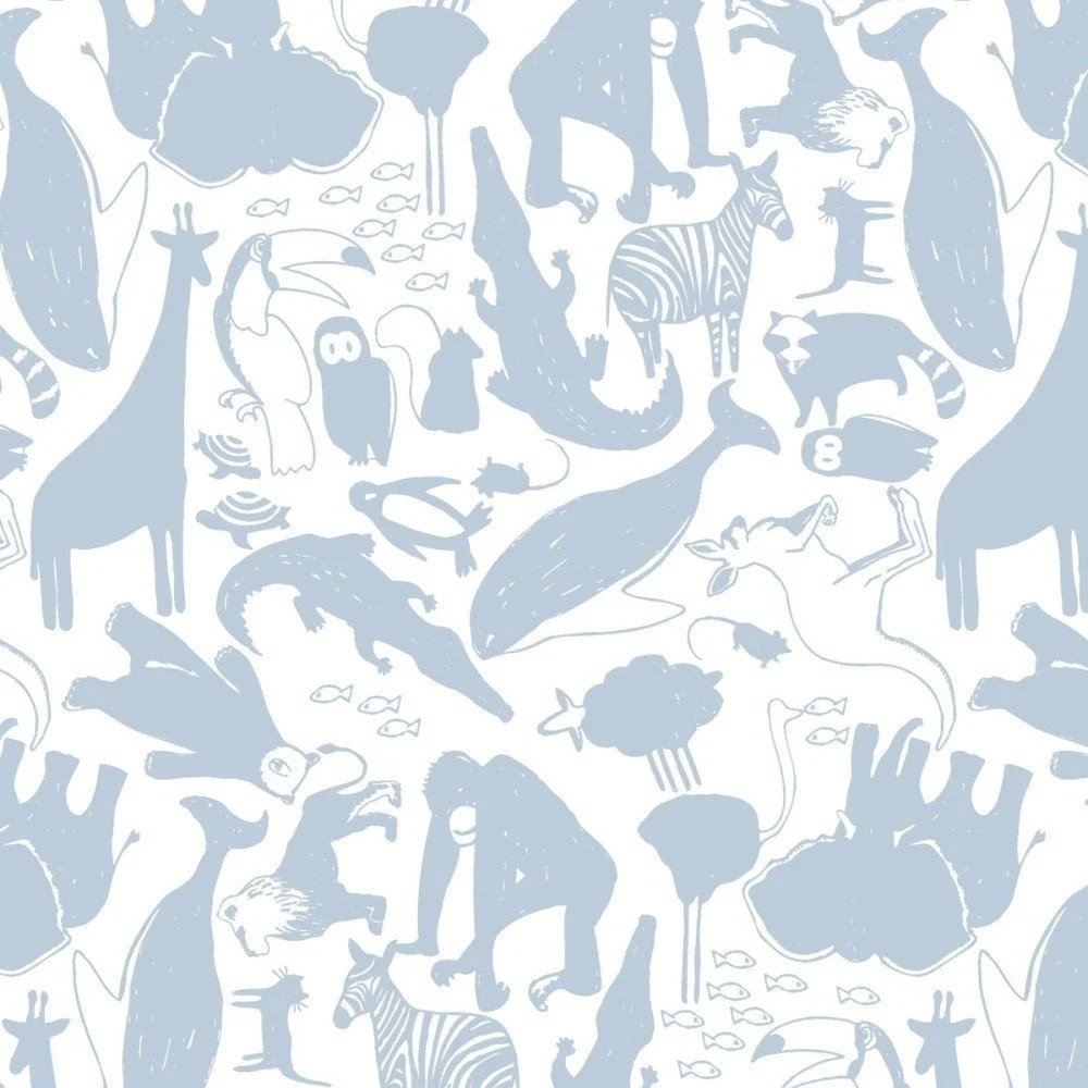 Modrá tapeta do dětského pokoje Art For Kids Animals, 48 x 1000 cm v:826110