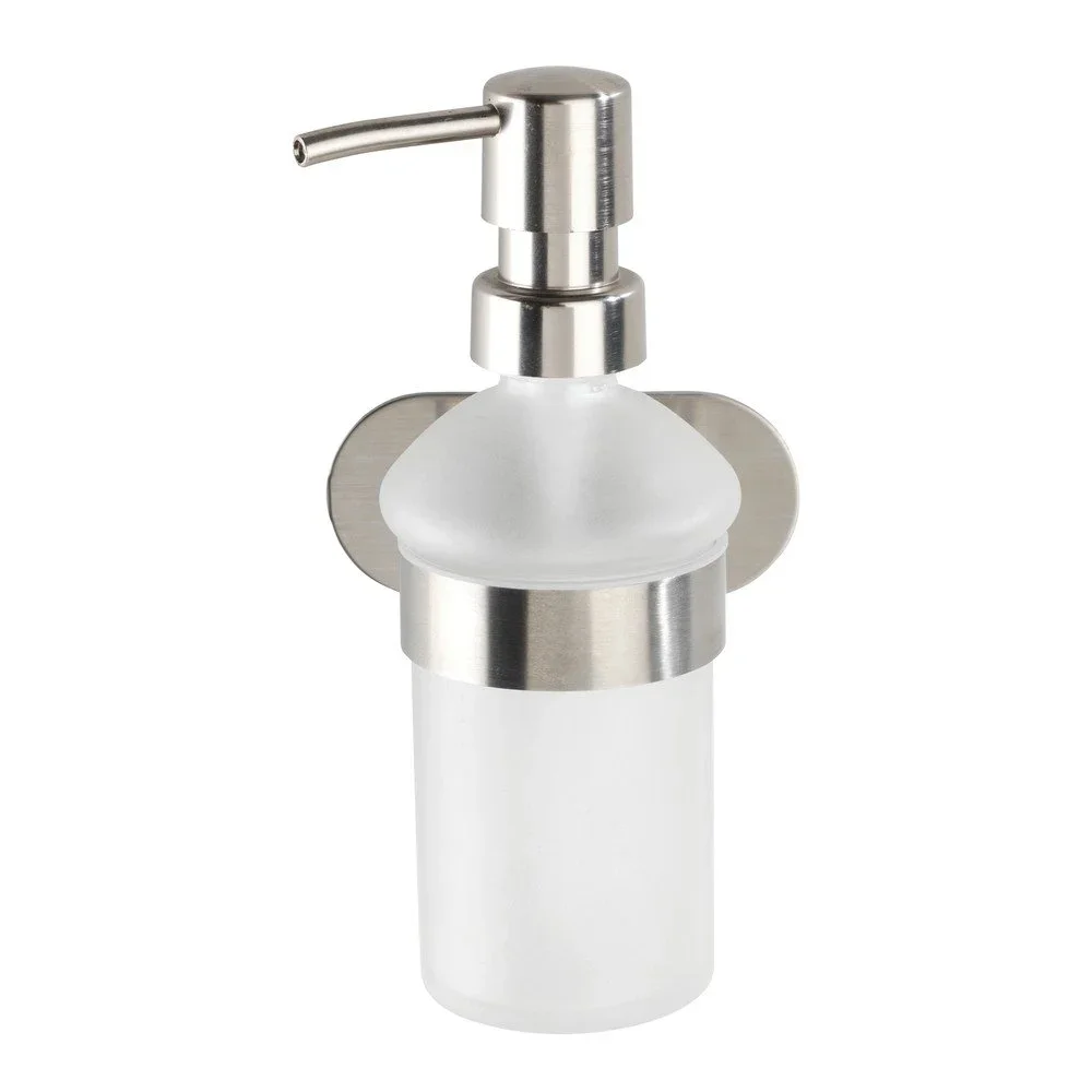 Samodržící skleněný dávkovač mýdla v matně stříbrné barvě 200 ml Orea – Wenko v:1355073