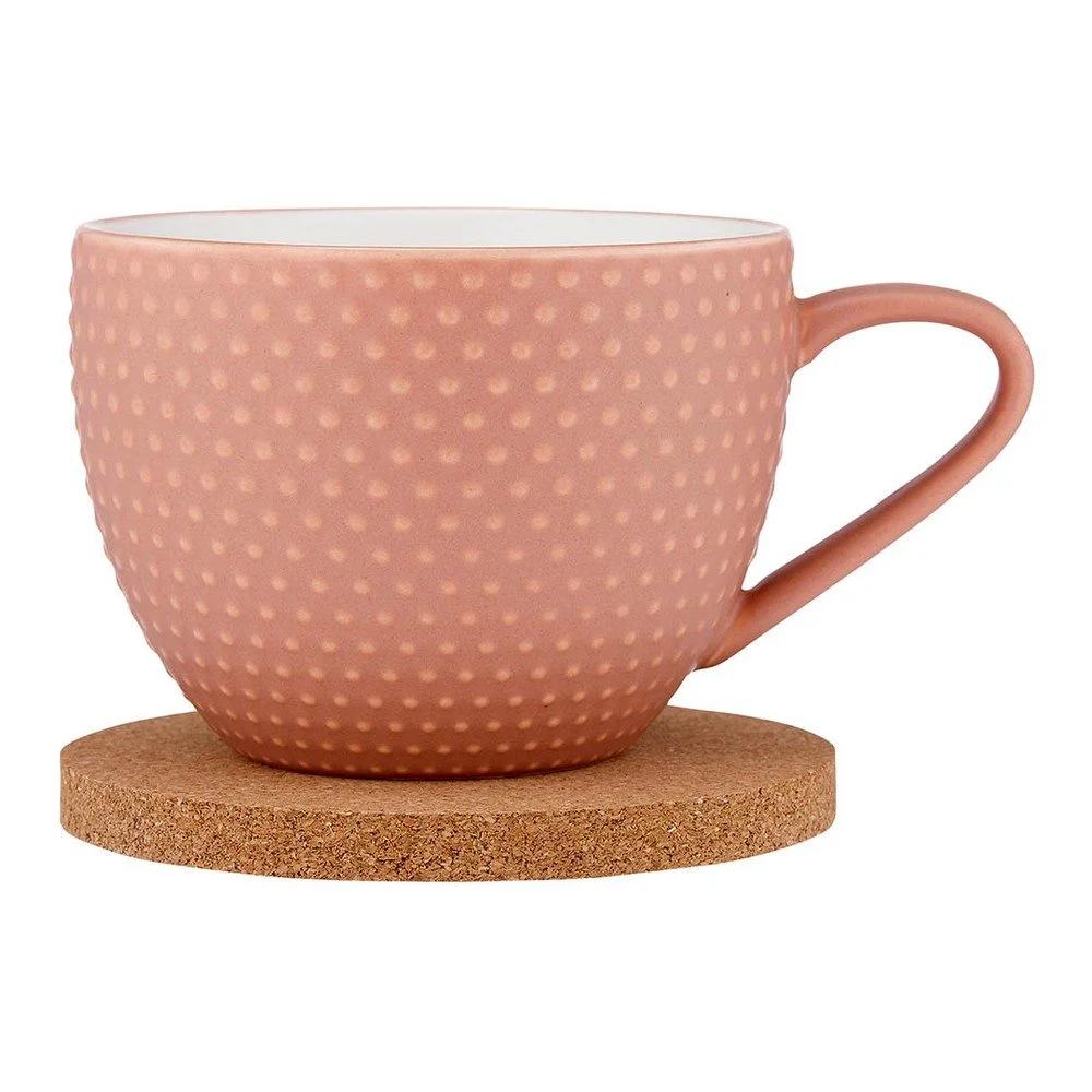 Růžový porcelánový hrnek s podšálkem 350 ml Abode v:1461468
