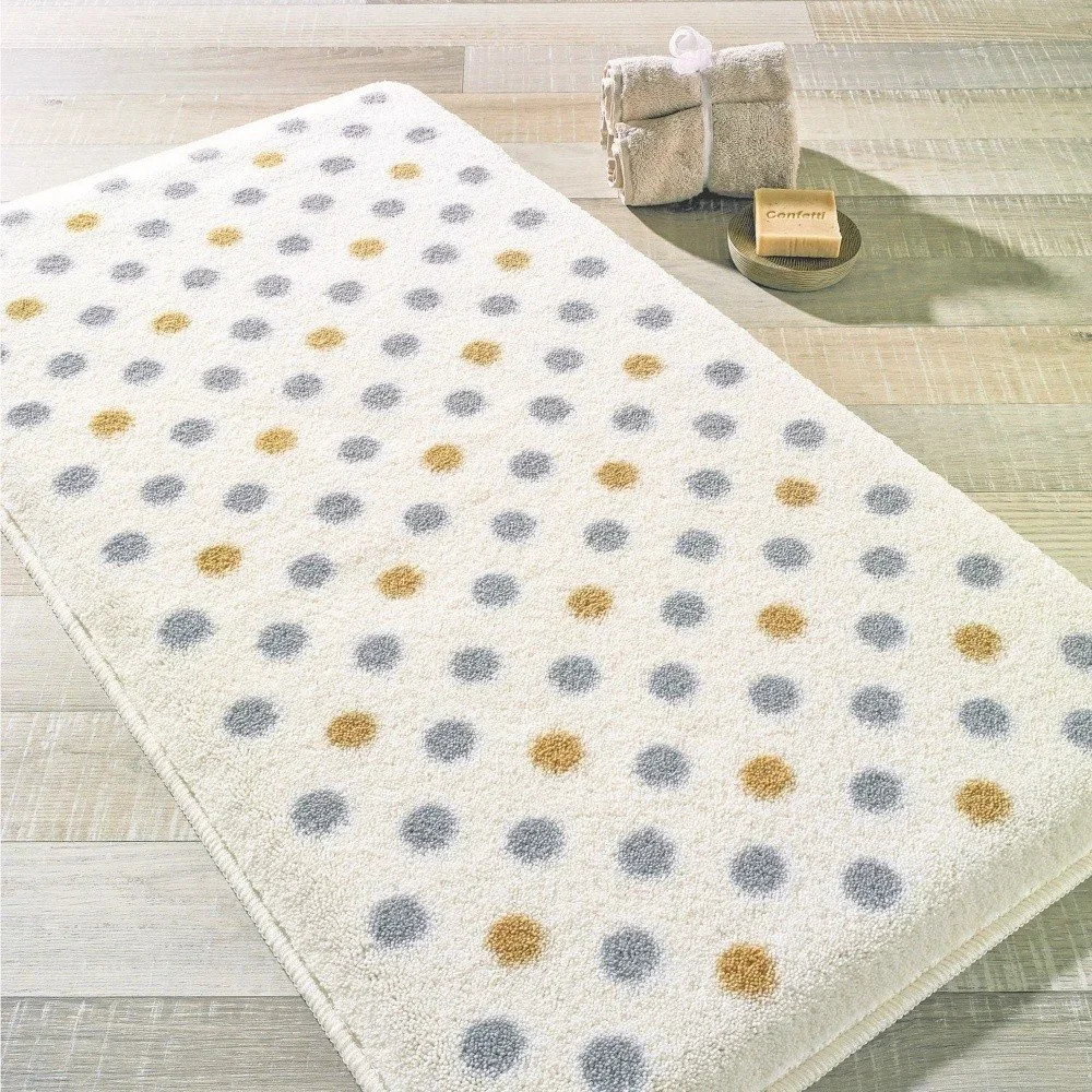 Šedá předložka do koupelny Confetti Bathmats Polka, 55 x 57 cm v:763286