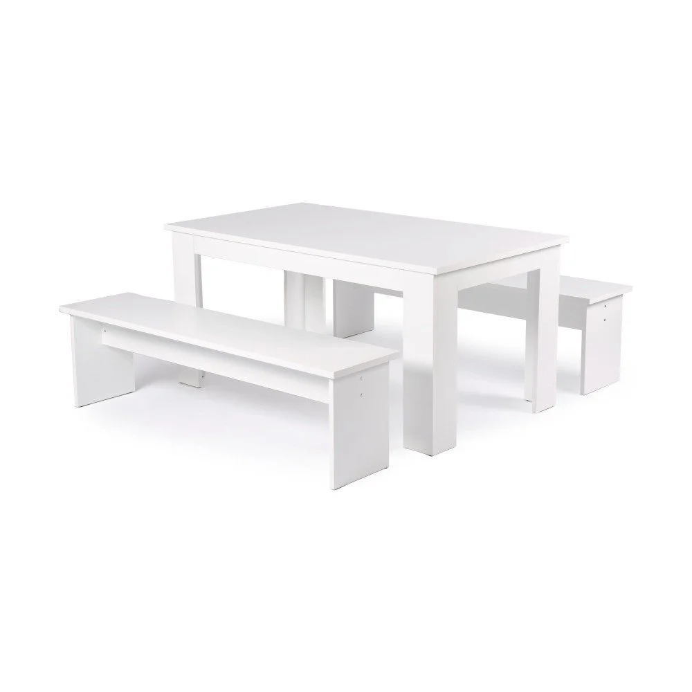 Set bílého jídelního stolu a 2 lavic Intertrade München, 160 cm v:956832