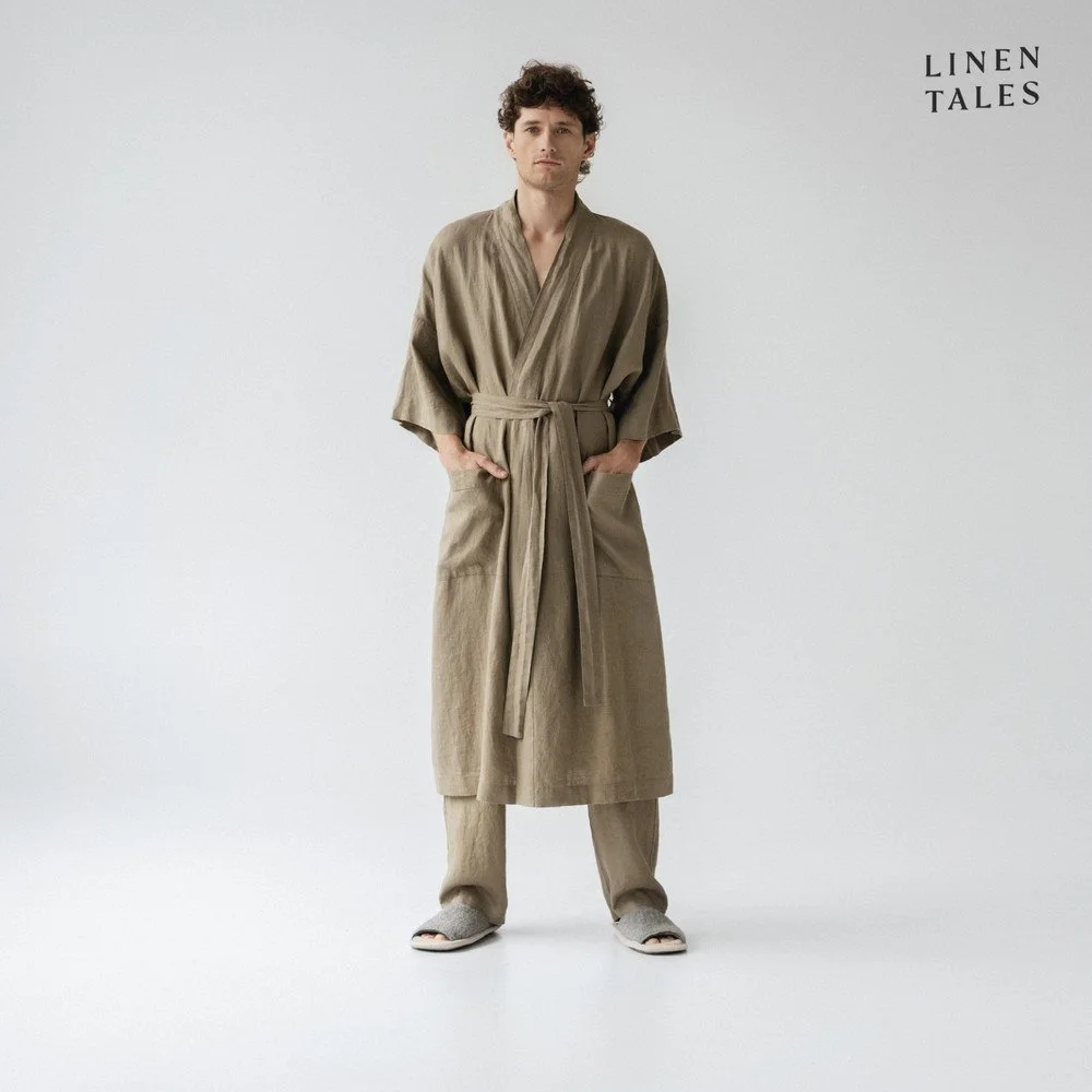 Khaki lněný župan velikost L/XL Summer – Linen Tales v:1528146