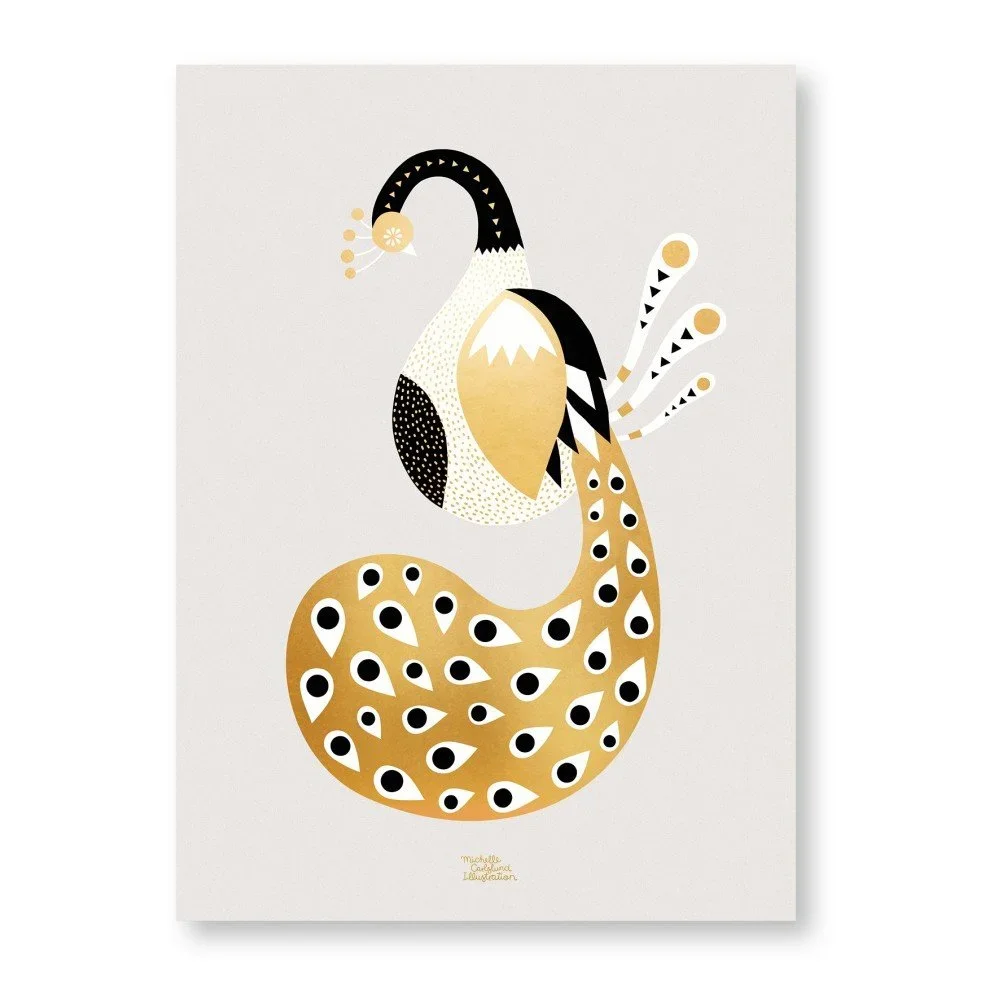 Plakát Michelle Carlslund Gold Peacock, 50 x 70 cm v:825776