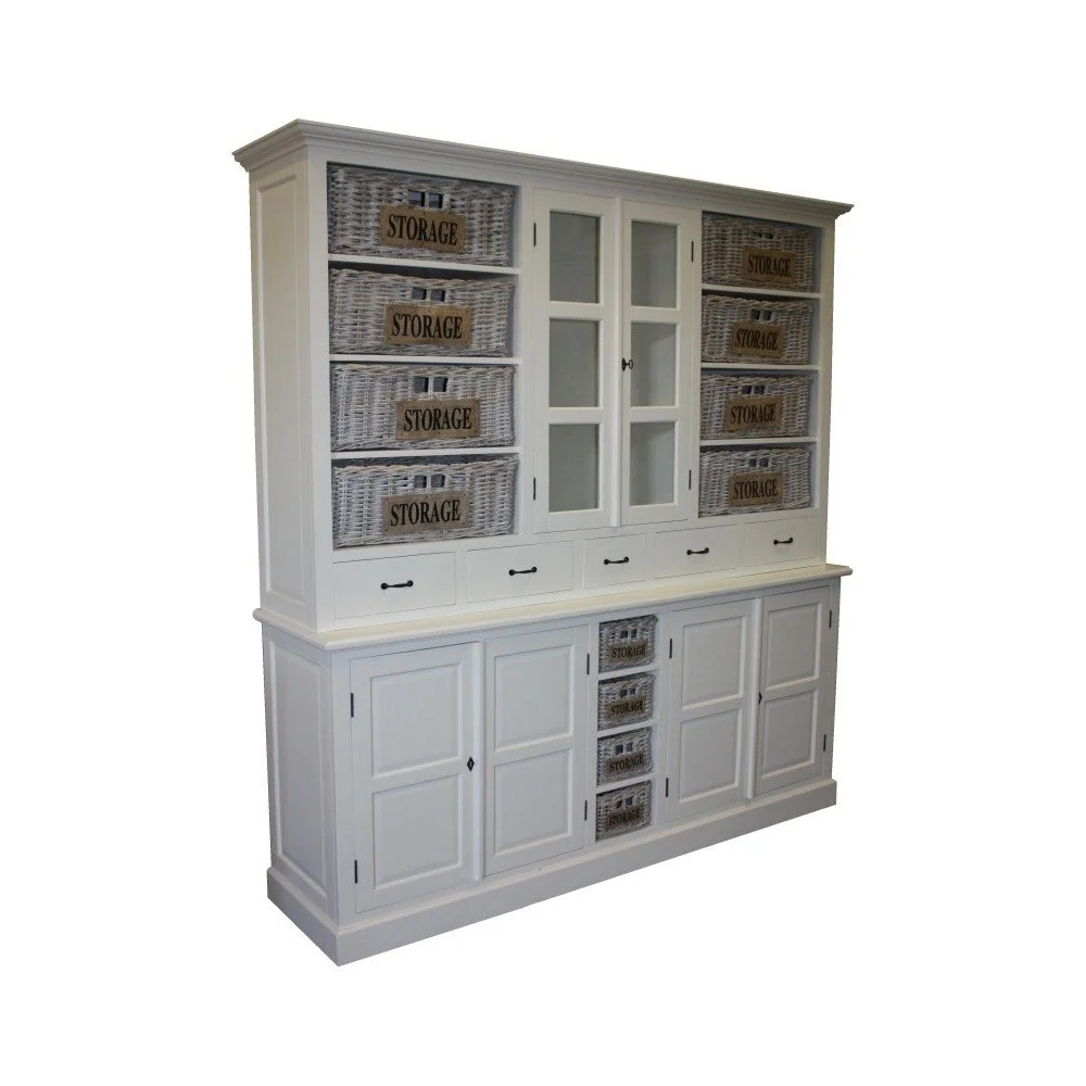 Bílá skříň z mangového dřeva s úložnými boxy HSM Collection Julia v:952824