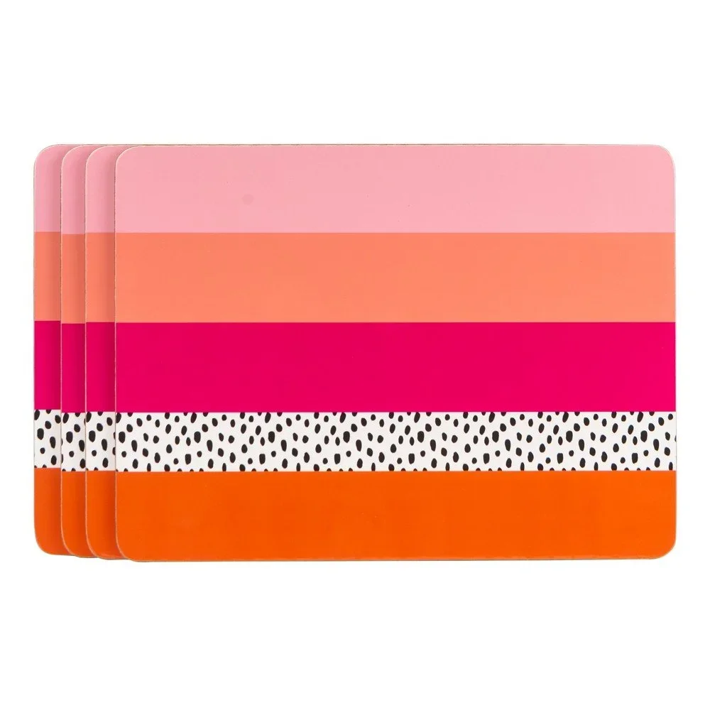 Sada 4 růžovo-oranžových prostírání Navigate Stripe v:1374267
