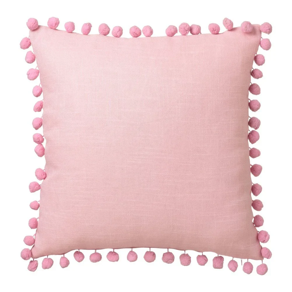 Růžový polštář Unimasa Pompon, 45 x 45 cm v:993128