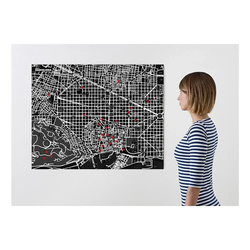 Černá nástěnná mapa Palomar Pin Barcelona v:829394