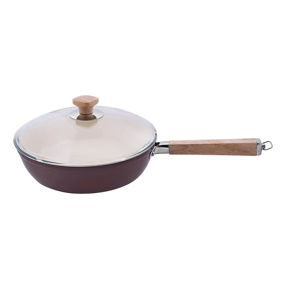 Hnědá keramická pánev s pokličkou Krauff, Ø 28 cm v:761520