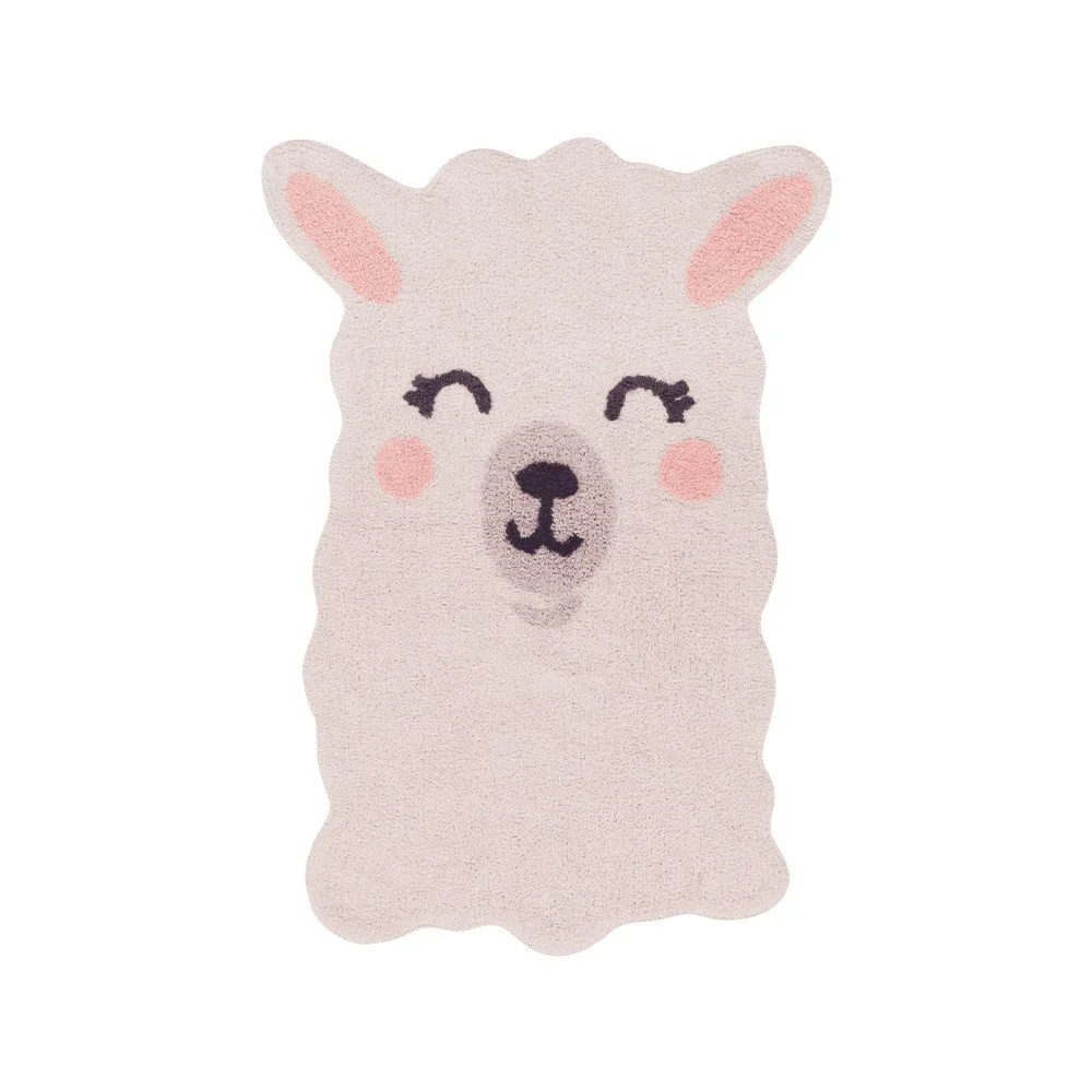 Růžový pratelný ručně tkaný bavlněný dětský koberec 82x120 cm Smile Like a Llama – Lorena Canals v:1714964