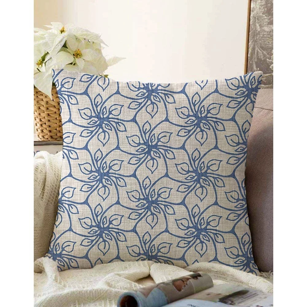 Modrý povlak na polštář s příměsí bavlny Minimalist Cushion Covers Chic, 55 x 55 cm v:1377877