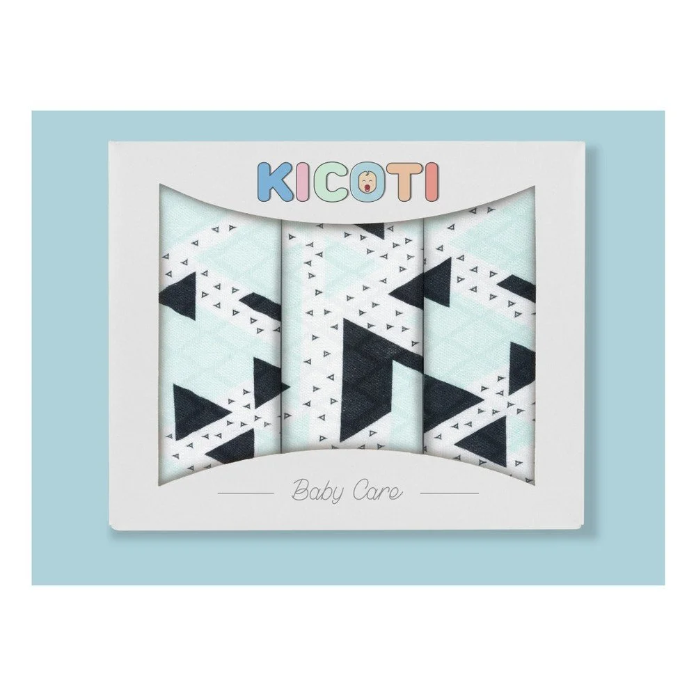 Sada 3 vzorovaných zavinovaček z bambusové viskózy KICOTI Mint Triangle, 75 x 75 cm v:1001206
