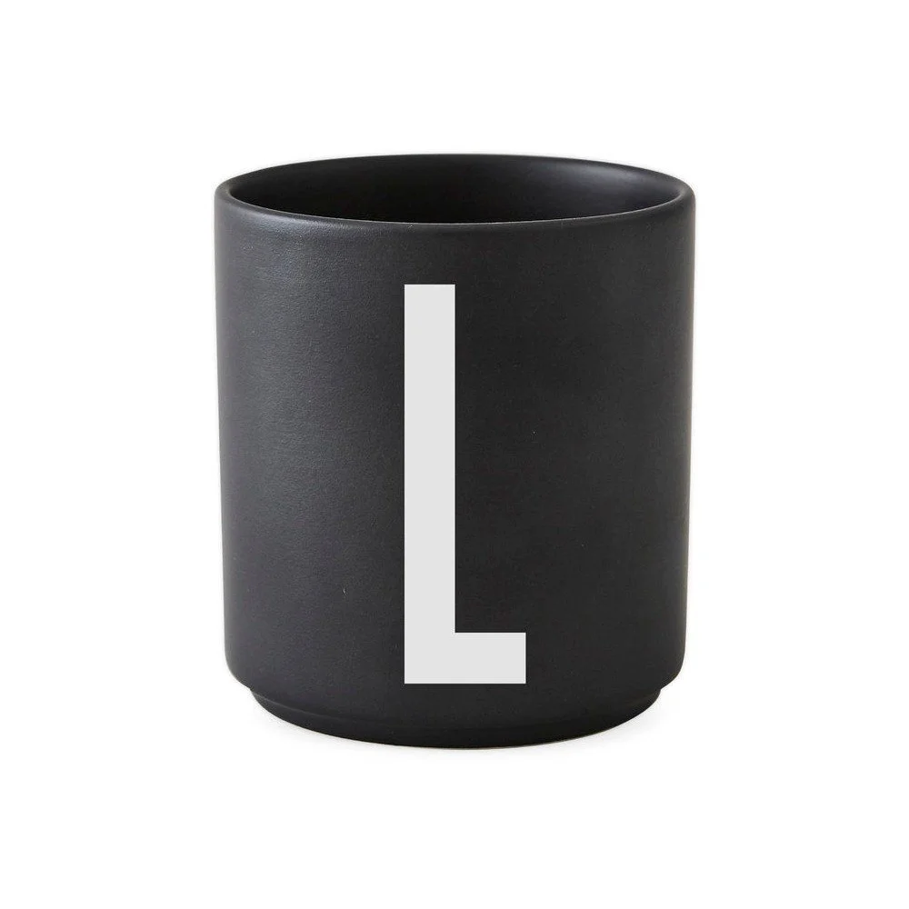 Černý porcelánový hrnek Design Letters Alphabet L, 250 ml v:1418083