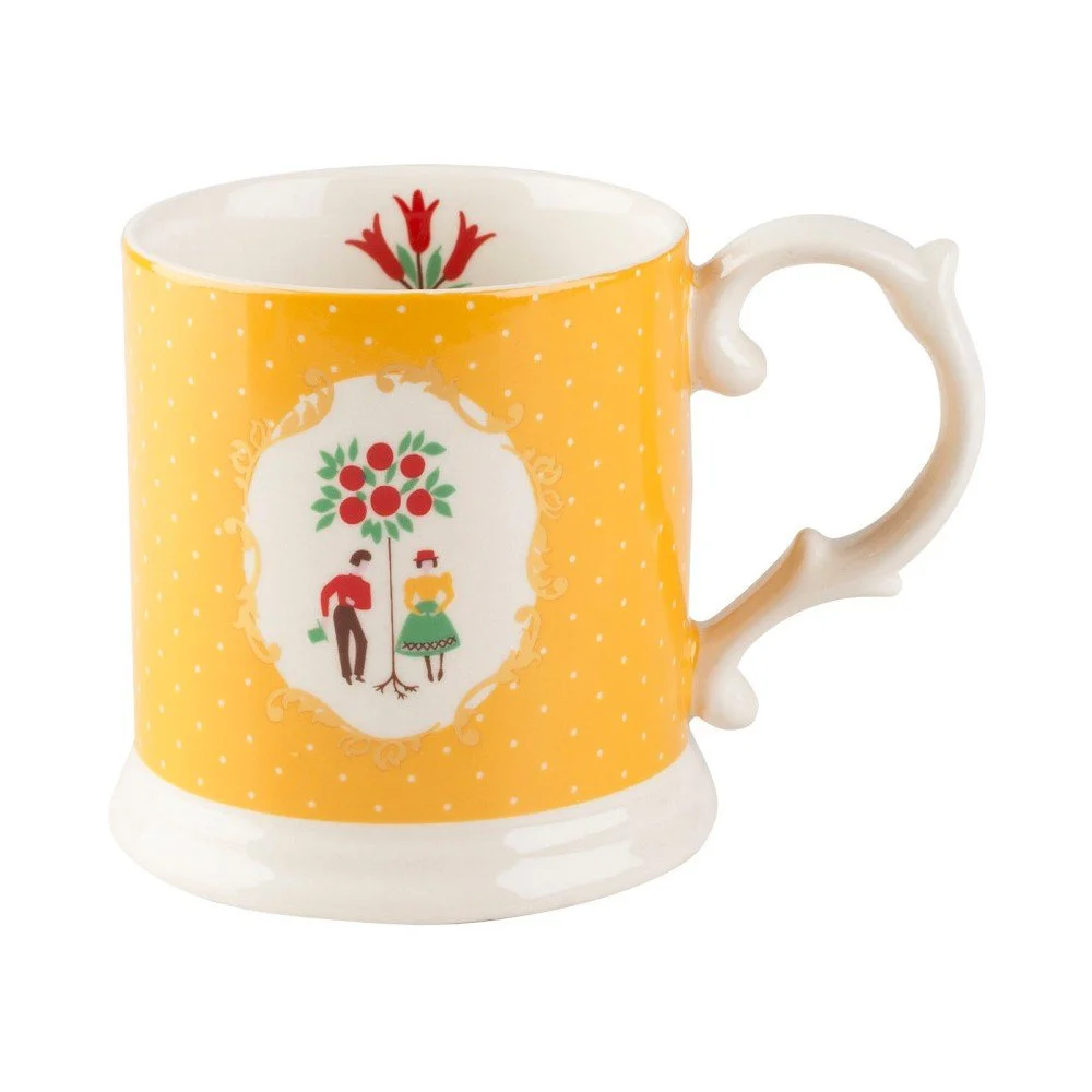 Žluto-bílý hrnek z porcelánu Creative Tops Festival Folk, 320 ml v:951148