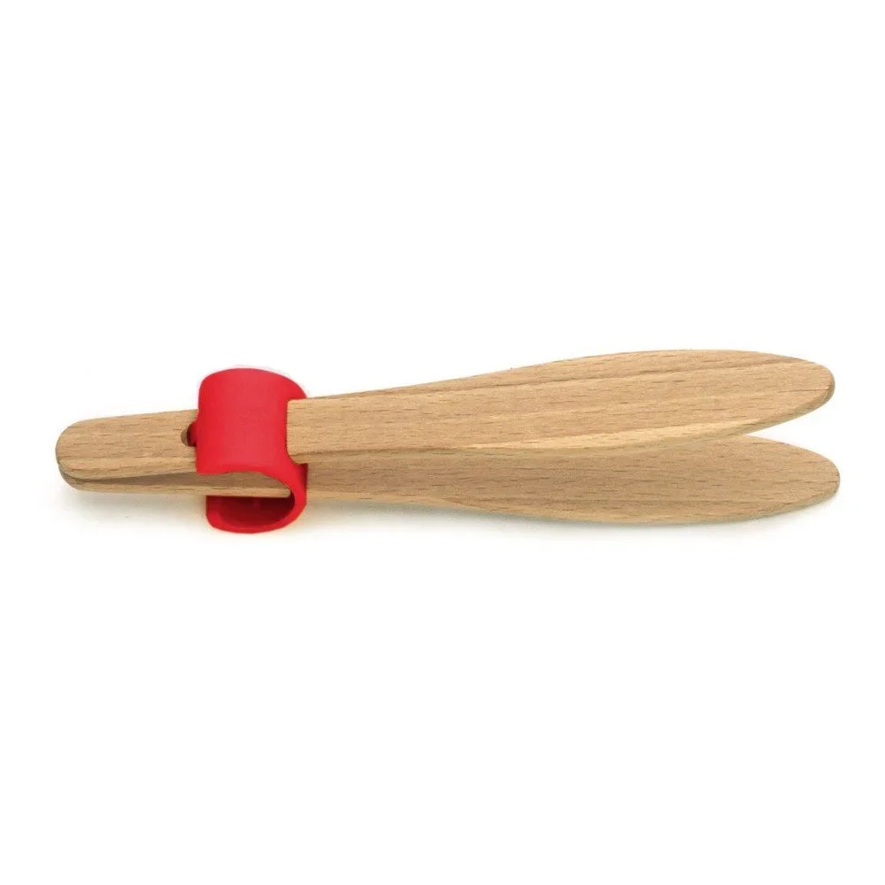 Kleště na toasty s červeným detailem z bukového dřeva Jean Dubost Handy, délka 15 cm v:1021662
