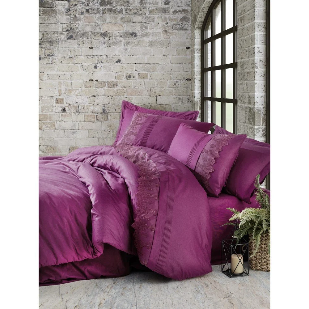 Fuchsiové bavlněné povlečení s prostěradlem Cotton Box Enzo, 200 x 220 cm v:1345681