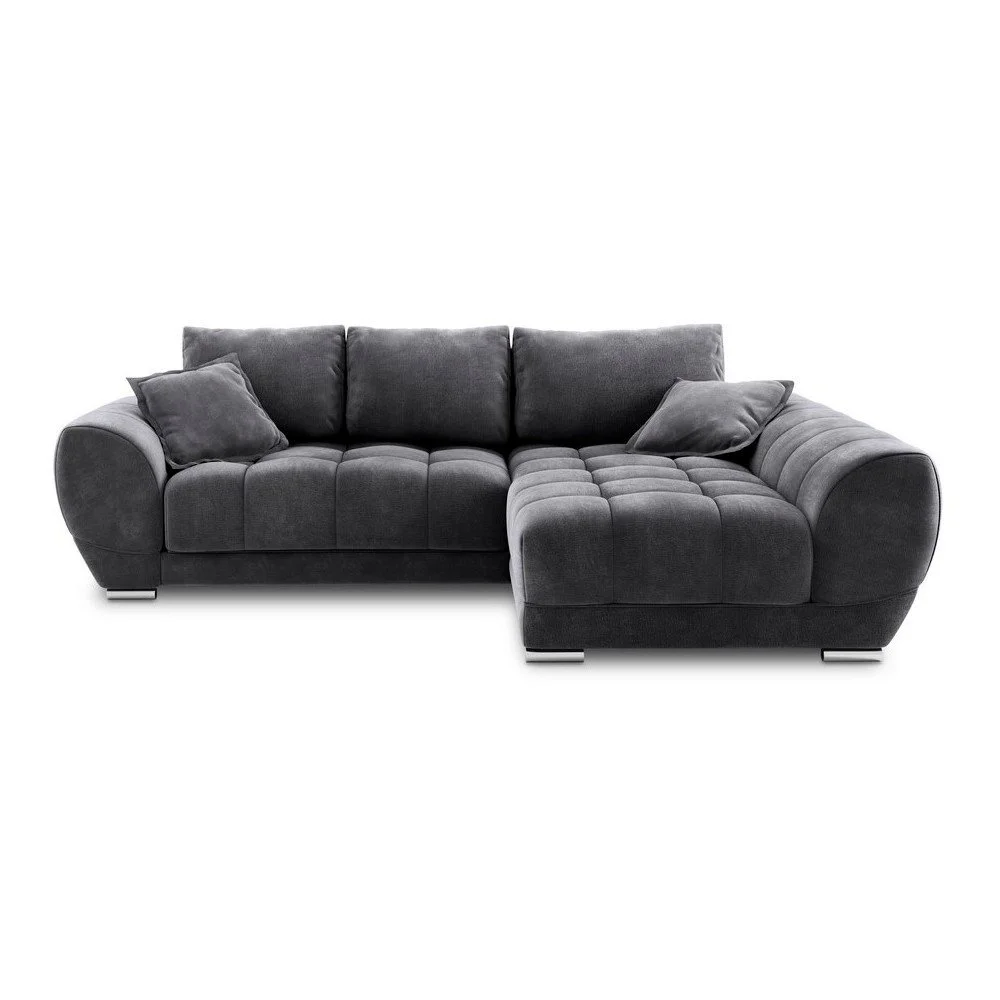 Tmavě šedá rozkládací rohová pohovka se sametovým potahem Windsor & Co Sofas Nuage, pravý roh v:1299338
