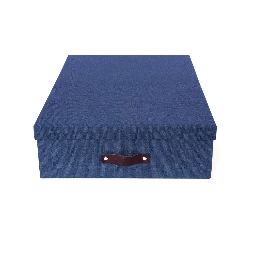 Modrý úložný box na dokumenty s koženým úchytem Bigso, 31 x 43 cm v:1072458
