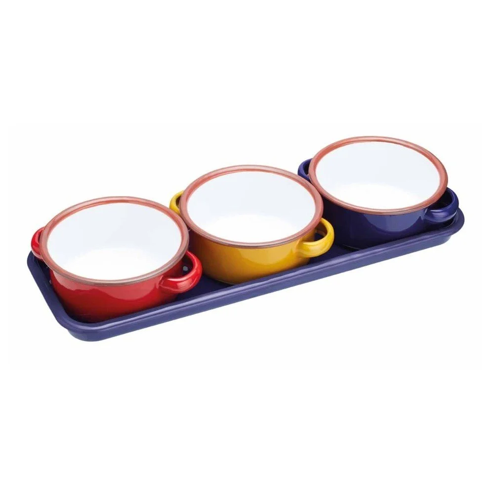 Set 3 smaltovaných zapékacích mističek s podnosem Kitchen Craft World Of Flavours v:1027866