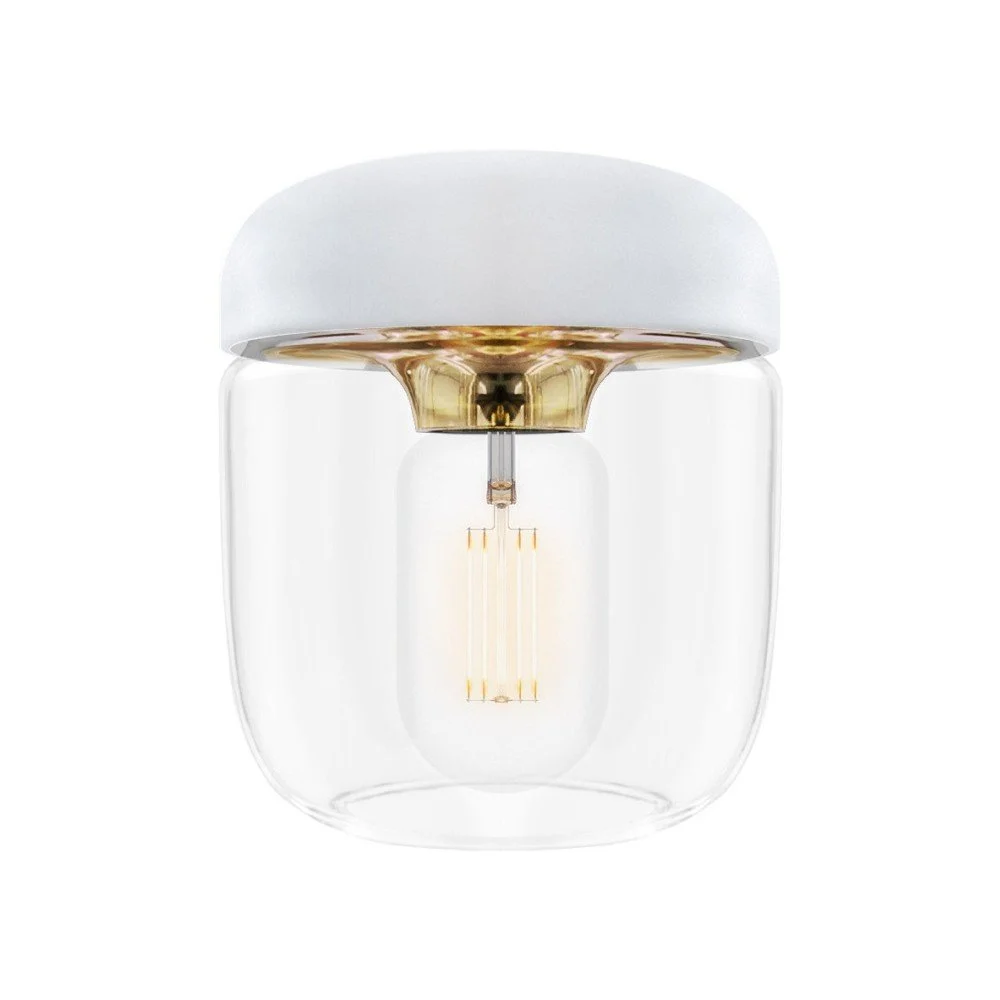 Bílé stínidlo s objímkou zlaté barvy UMAGE Acorn, ⌀ 14 cm v:926978