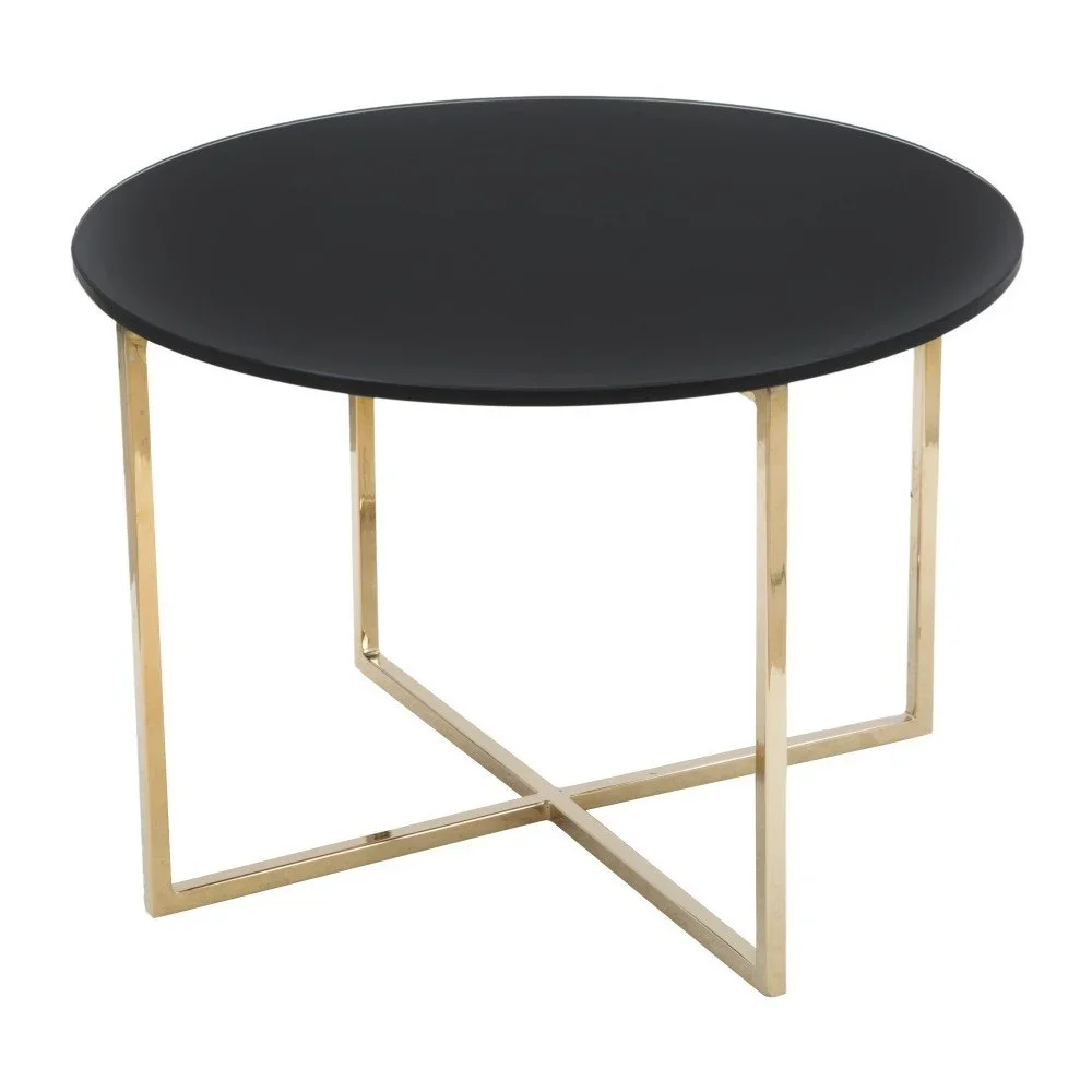 Kulatý konferenční stůl v černo-zlaté barvě Mauro Ferretti Glam, výška 42 cm v:1227416