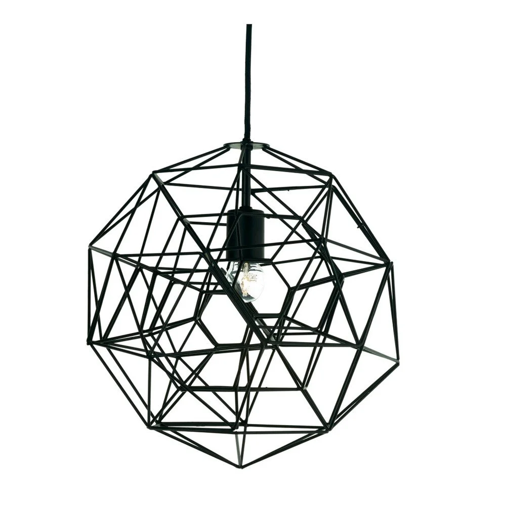 Černé železné stropní svítidlo Pols Potten Hexacomplex, Ø 36 cm v:937830