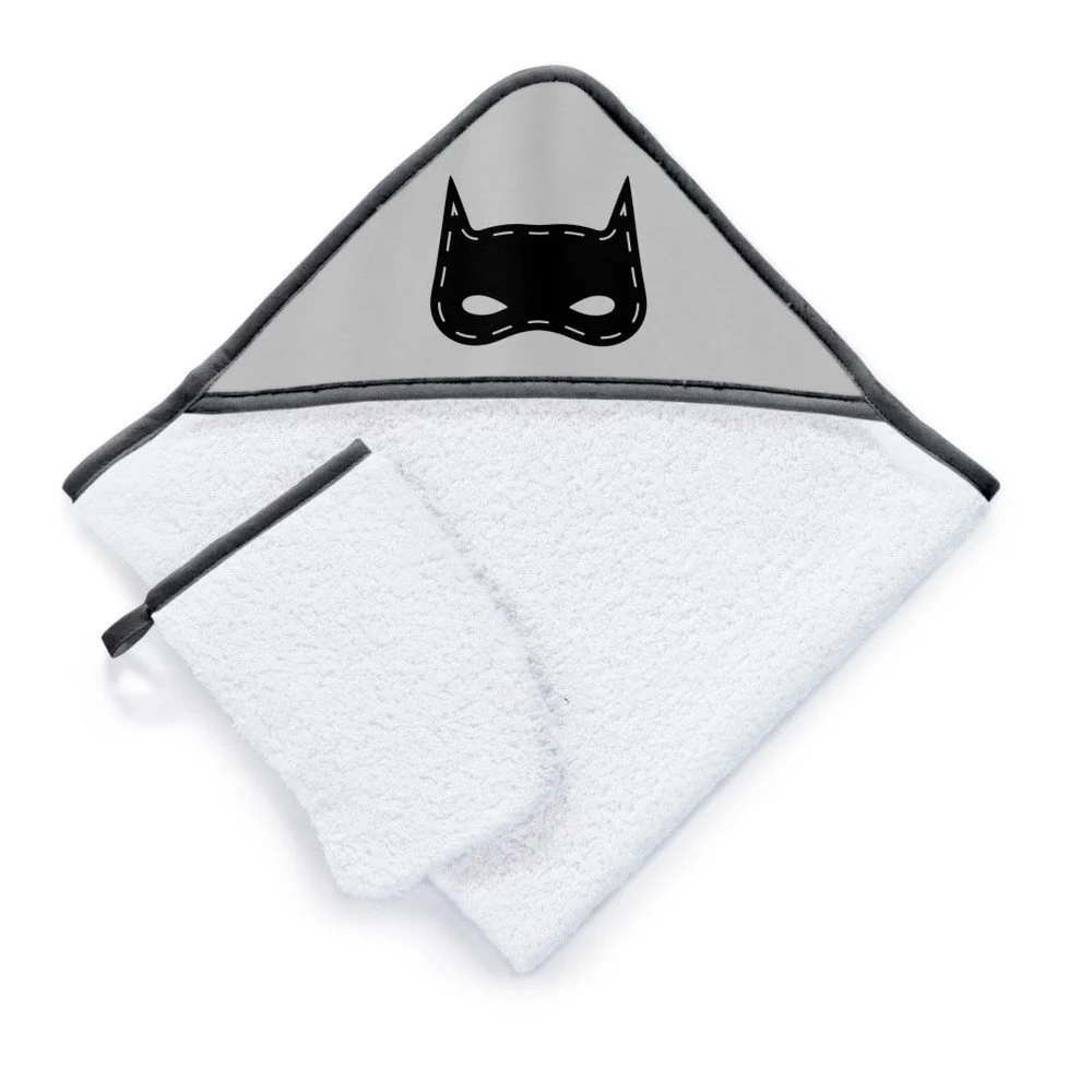 Set dětské osušky s kapucí a rukavice na umývání Tanuki Superhero, 75 x 75 cm v:1065830