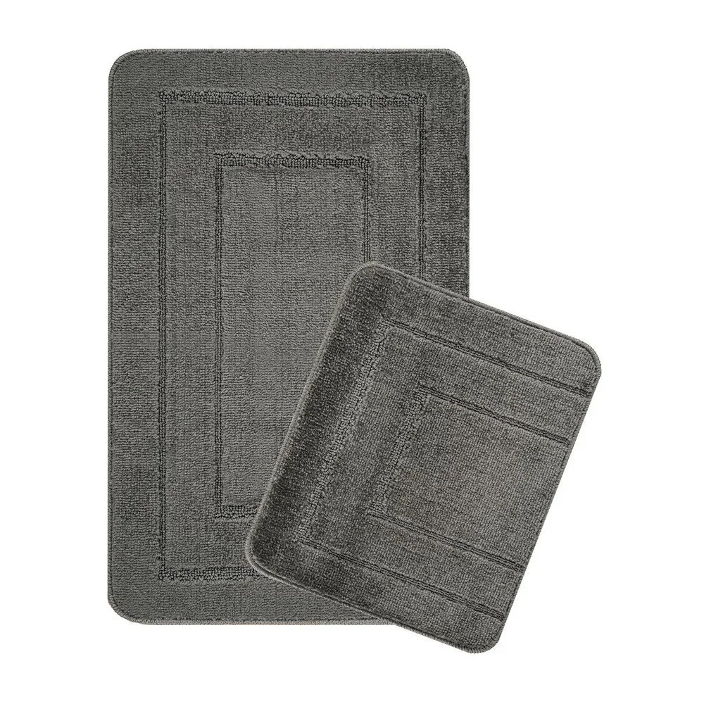Antracitové koupelnové předložky v sadě 2 ks 50×80 cm Cerceve – Foutastic v:1743076